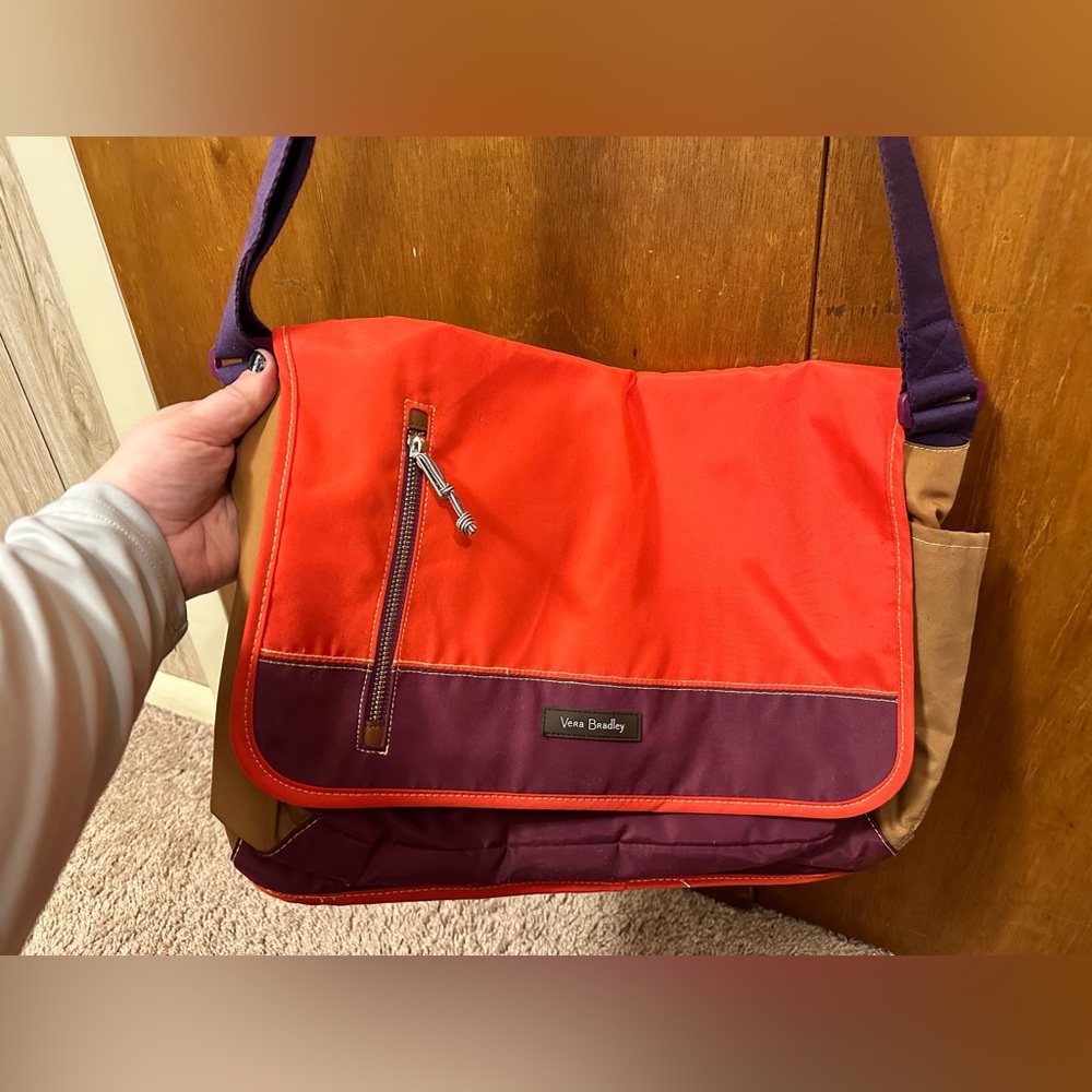 Vera Bradley Messenger Bag (Coral, Purple, & Tan)